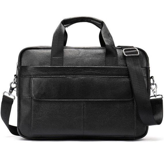 Шкіряна чоловіча сумка для ноутбука і документів чорна Tiding Bag 143412