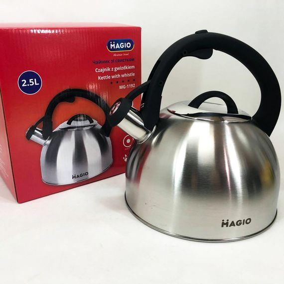 Чайник з одинарним дном Magio, Чайник металевий зі свистком, Нержавіючі чайники зі свистком US-56 | Зображення 1