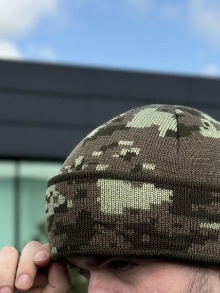 Шапка в*язана піксель з відворотом | Зображення 1