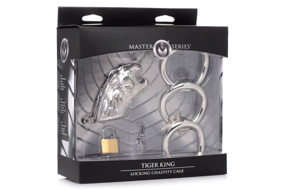Клітка для пеніса Master Series: Tiger King Cock Cage With Lock, три кільця, замок, три ключі sexstyle | Зображення 6