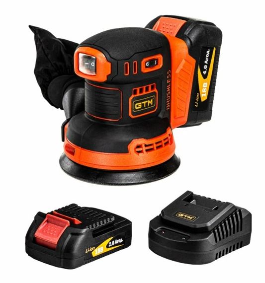 Акумуляторна ексцентрикова шліфмашина GTM OSC18/125BL + АКБ і ЗП (OSC18/125BL_KIT)