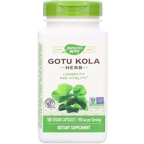 Комплекс для профілактики тиску та кровообігу Nature's Way Gotu Kola Herb 475 mg 180 Veg Caps NWY-14008