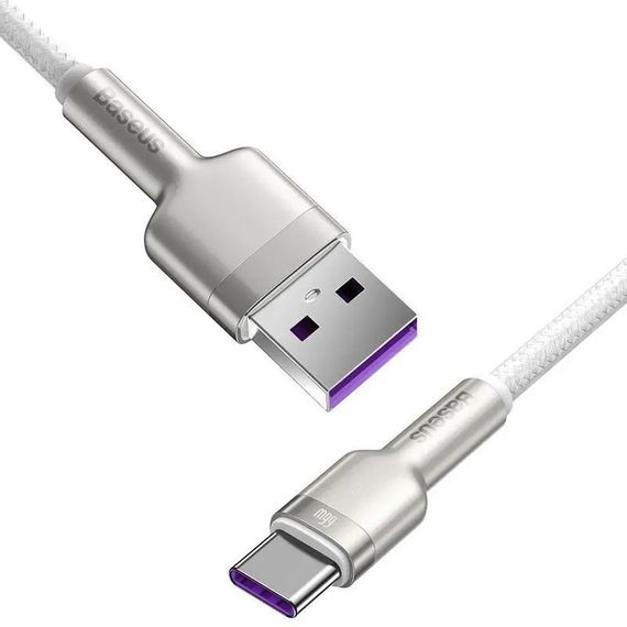 Дата кабель Baseus Cafule Metal Data USB to Type-C 66W (2m) (CAKF0002) White | Зображення 2