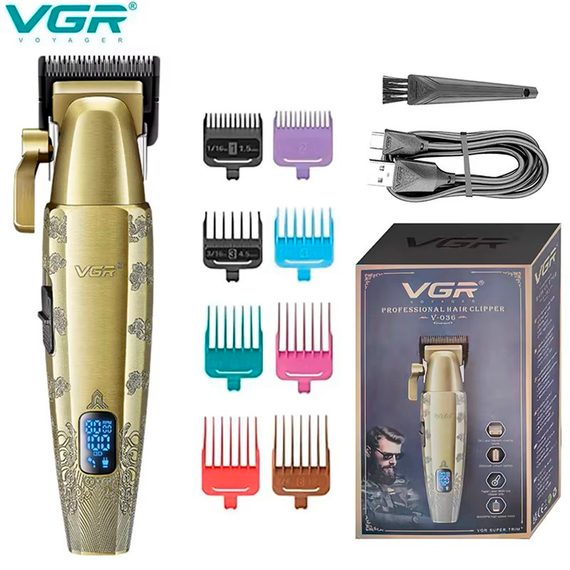 Акумуляторна машинка для стрижки VGR V-036, 8 насадок, LED дисплей | Зображення 2