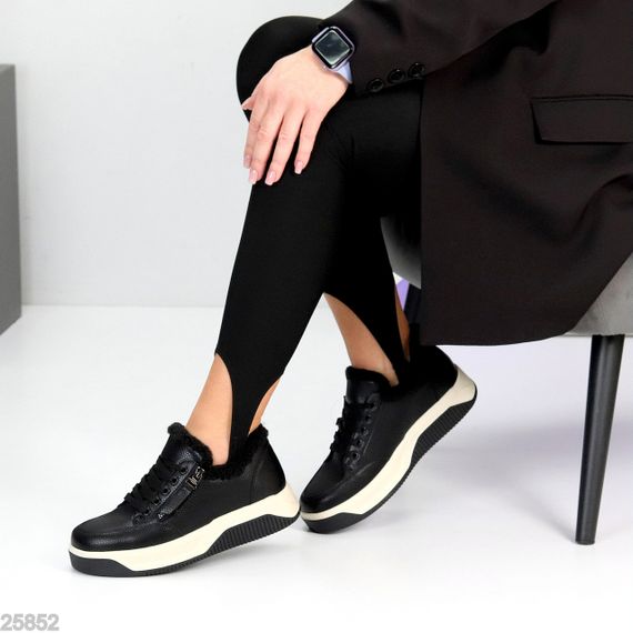 Утеплені чорні кросівки натуральна шкіра флотар блискавка + шнурівка 39