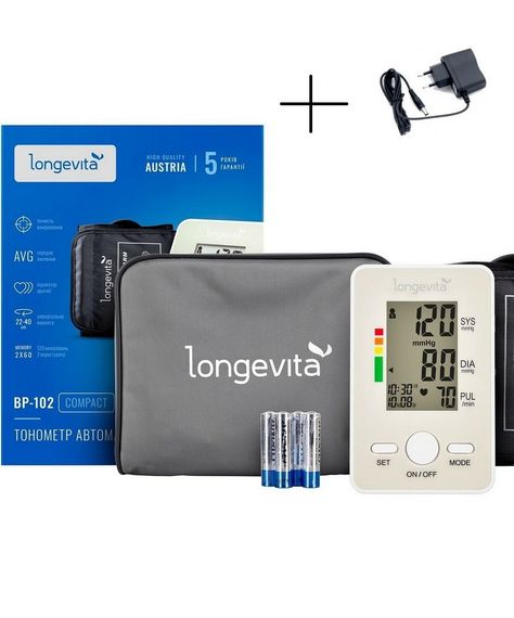 Тонометр LONGEVITA BP-102 с универсальной LUX манжетой 22-32см + адаптер 6V гарантия 5 лет