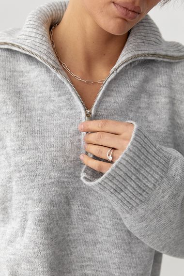 Однотонний в'язаний светр оверсайз із широкими рукавами - сірий цвет, ONE SIZE (є розміри) | Зображення 3