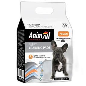 Одноразові пелюшки для собак з активованим вугіллям AnimAll Puppy Training Pads, 60×60 см, 10 шт