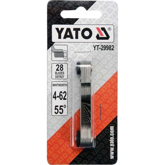 Набір різьбомір WHITWORTH 55° 28 шаблон 4-62 YATO YT-29982 | Зображення 3