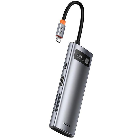 Перехідник HUB Baseus Metal Gleam Series 7-Port (Type-C to HDMI+USB3.0*3+PD+RJ45) (B0003070) Station Gray | Зображення 2