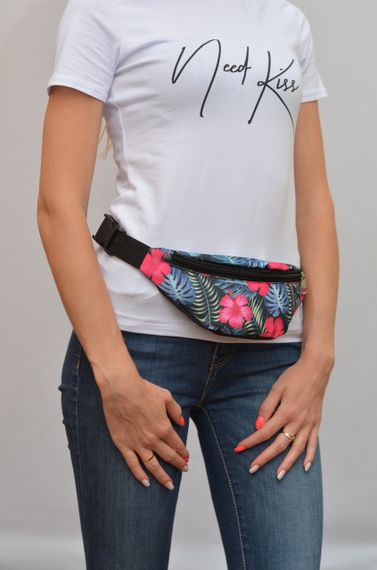 Сумка поясная бананка 4Profi Мини с принтом Цветы с одним отделением 20388 | Зображення 3