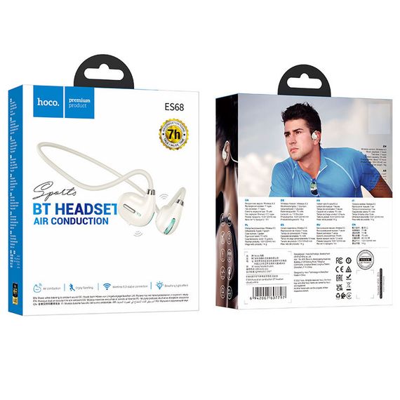 Bluetooth Навушники Hoco ES68 Musical air conduction Cloudy white | Зображення 3