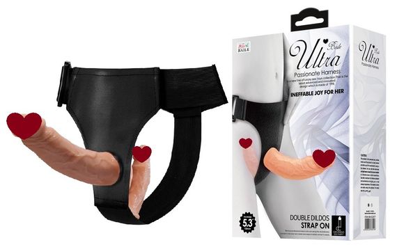 Страпон із двома насадками BAILE - DOUBLE DILDOS Strap On, BW-022077 sexstyle