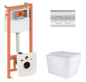 Набір Qtap Nest 4 в 1 підвісний унітаз Tern Ultra Quiet 525x345x360 + комплект інсталяції QT17332303AW47508