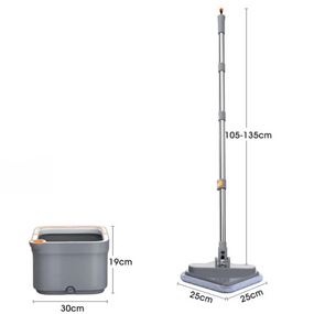 Комплект для прибирання 2 в 1 TY549 — швабра з самовитисканням і квадратним відром, телескопічна ручка з неіржавкої сталі, насадки