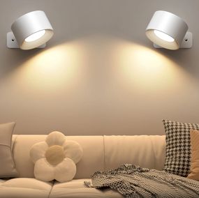 Настенный светильник Mexllex LED с аккумулятором и сенсорным управлением, 360° вращение (комплект 2 шт.) – White