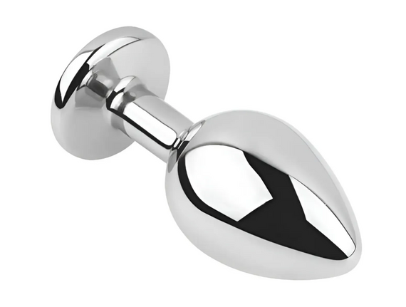 Анальна пробка із кристалом EGZO - Silver Round Plug Clear size S Sex Aura | Зображення 2