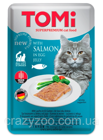 Вологий корм для котів TOMi Salmon In Egg Jelly лосось у яєчному желе 100 г 490891