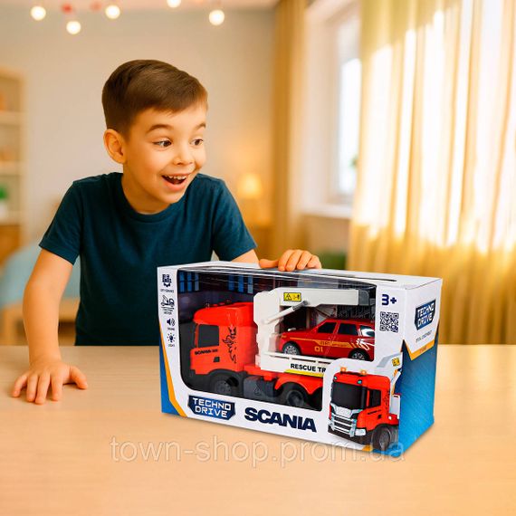 Игровой набор серии Big Truck – Эвакуатор Scania с машиной (свет, звук) | Зображення 1