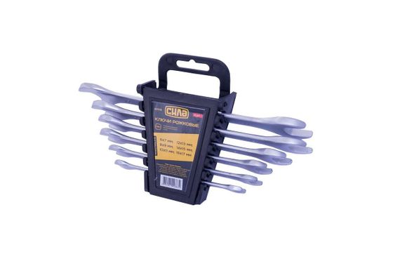 Набор ключей рожковых CrV 6x7, 8x9, 10x11, 12x13, 14x15, 16x17мм (6шт) СИЛА