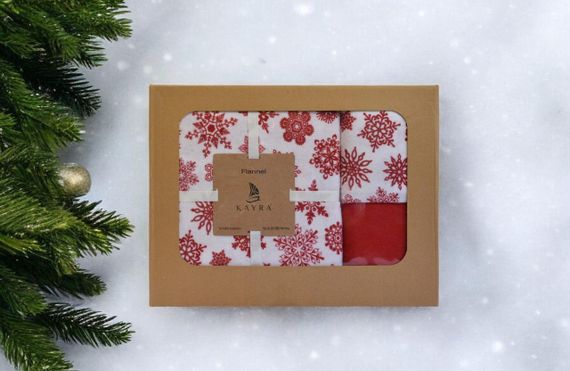 Комплект постільної білизни Kayra Flanel 200×220 см Kar Tanesi Kirmizi | Зображення 3