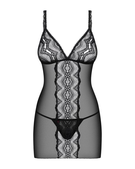 Пеньюар эротический Obsessive Lucita chemise Черный L/XL | Зображення 6