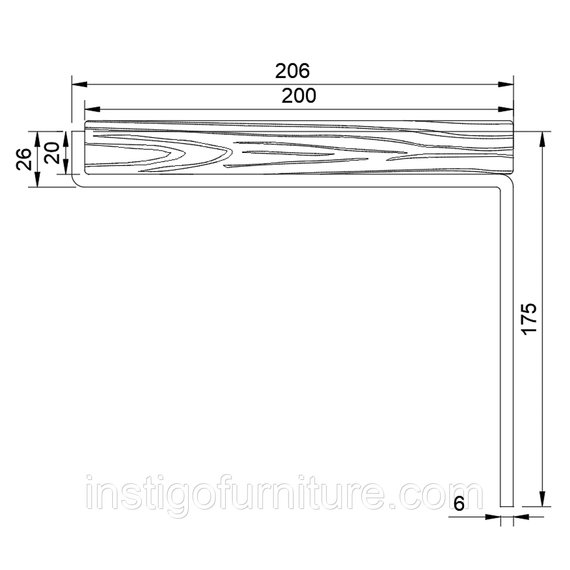 Кронштейн для полиці з металу 206×30mm, H=175мм Сірий | Зображення 1