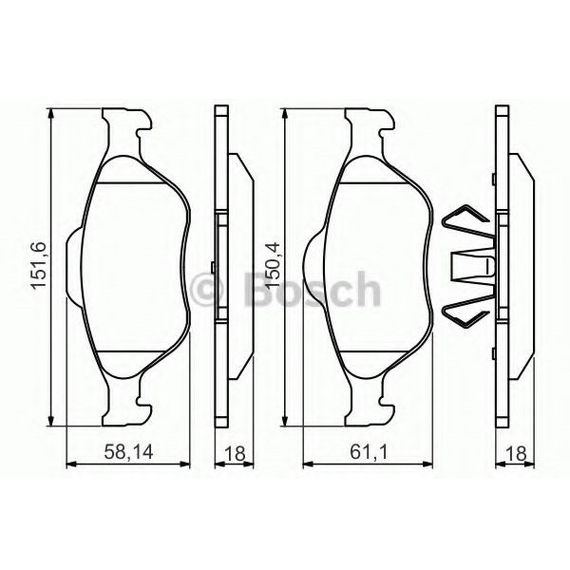 Гальмівні колодки Bosch дискові передні FORD/MAZDA Fiesta/Fusion/121'F-1.6 0986495220 | Зображення 1