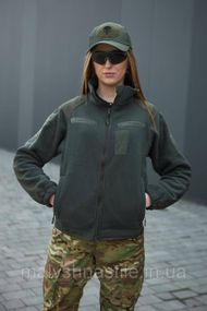 Жіноча флісова кофта з накладками Military олива