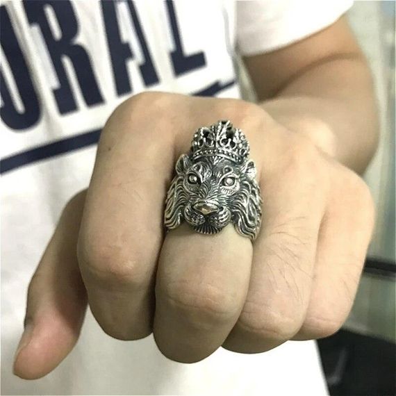 Чоловіча каблучка Лев у короні, каблучка у вигляді лева в британській короні, розмір регульований | Зображення 3