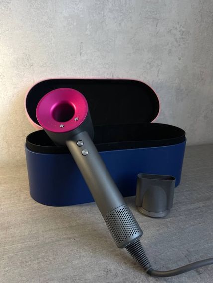 Фен  Super Hair Dryer рожевий з іонізацією та турборежимом з кесом на 1 насадку | Зображення 1