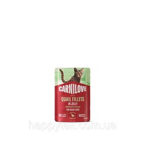 Влажный корм Carnilove Cat Jelly Quail с перепелкой и одуванчиком в желе для взрослых кошек пауч 85 г