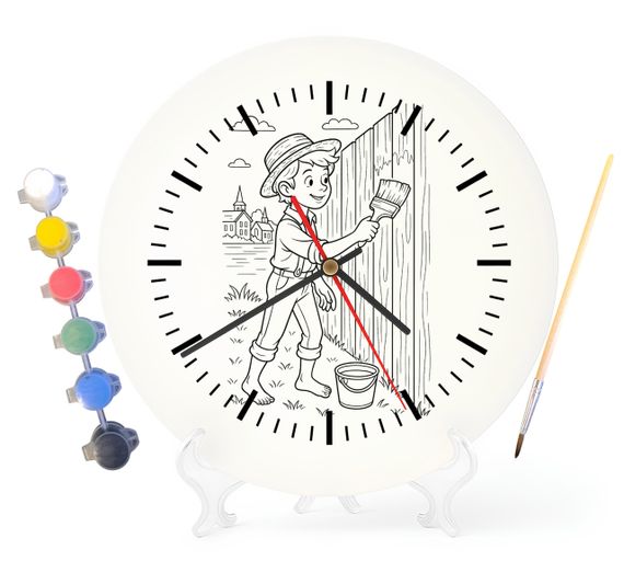 Детский набор для творчества часы-раскраска Приключения Тома Сойера (Марк Твен) 30 см (Г0024)