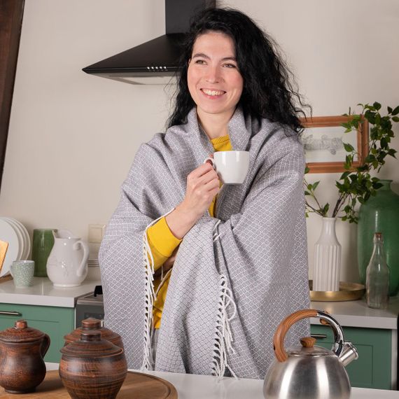 Плед бавовняний Gala світло-сірий Love You 140 x 200 см | Зображення 3