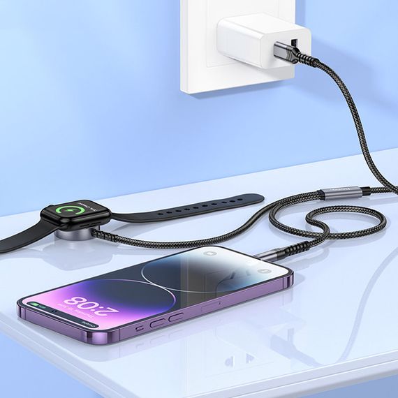 БЗП Hoco CW54 2in1 for Apple Watch + Type-C / Lightning Black | Зображення 4