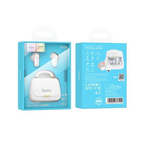 Беспроводные наушники HOCO DES35 Dawn handbag BT headset White | Зображення 5