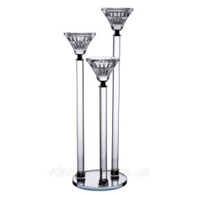 Підсвічник скляний на 3 свічки 12×37 см підсвічник декоративний прозорий на ніжці HP-4-17