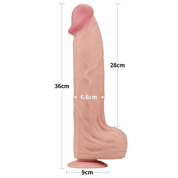 Фалоімітатор 14'' King Sized Sliding Skin Dual Layer Dong Sex Aura | Зображення 5