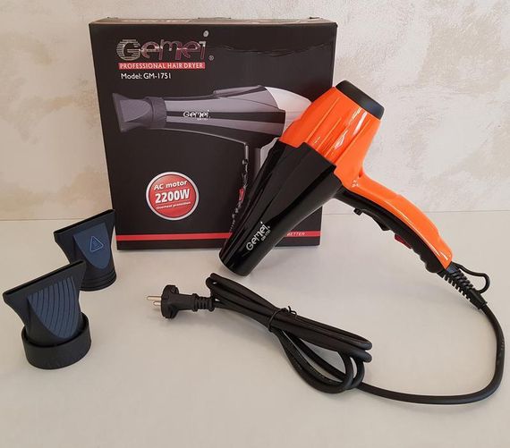 Фен для сушки укладки волос Gemei GM-1751 2200 Вт электрофен | Зображення 1