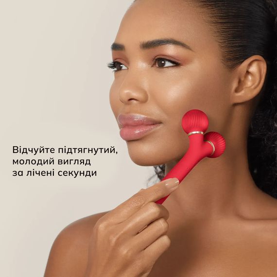 Електронний ультразвуковий ролик для обличчя GESKE Sonic Facial Roller 4в1 red | Зображення 3