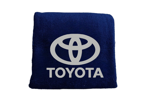 Полотенце с вышивкой махровое банное 70*140 темно-синий автомобилисту Тойота Toyota 00451