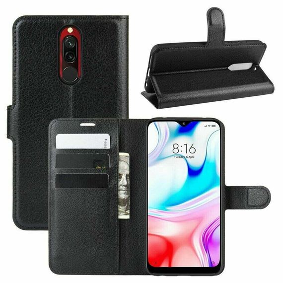 Чохол книжка с карманами для карт на Xiaomi Redmi 8 колір Чорний