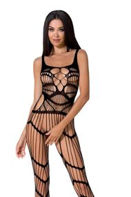 Бодістокінг BS058 Black Passion, з фігурними вирізами, з відкритим доступом, S/L