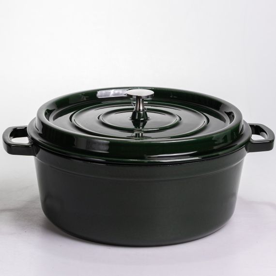 Кокотниця чавунна емальована 6.5 л, малахіт Yiwu HP-FLG-13 green