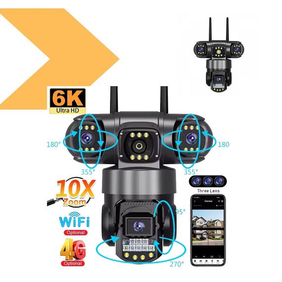 Камера на 3 лінзи з 4G та сонячною панеллю V380 (46385-10244_1883) | Зображення 1