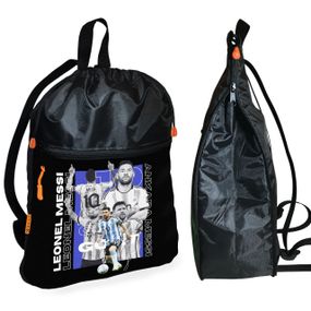 Рюкзак-мешок для обуви,спортивной формы Лионель Месси детская сумка для сменки с расширителем (01338)