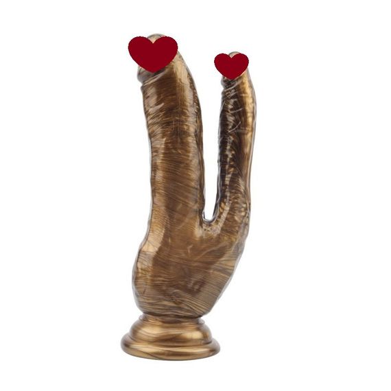 Фаллоимитатор двойной Chisa Dark Muscle Ivana Havesex на присоске, золотистый sexstyle