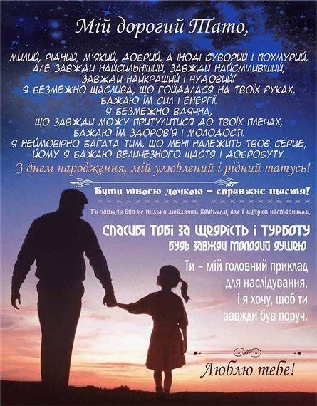 Плед 3D зі своїми побажаннями "Теплий дотик батьківських рук" татові 11911 160х200 см