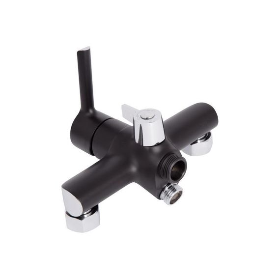 Смеситель для ванны Qtap Grand с поворотным изливом (c душевым гарнитуром) QTGRABCR005 Chrome/Black | Зображення 3