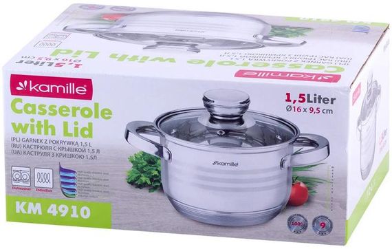 Каструля Kamille Desiree 1.5л з нержавіючої сталі з 9-шаровим індукційним дном | Зображення 3